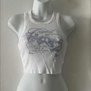 Garage White Graphic Tank Top